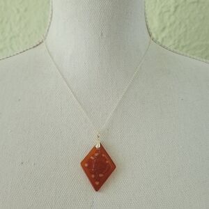 Sterling Silver 925 Italy Natural Jade Pendant carved Feng Shui fish 18"